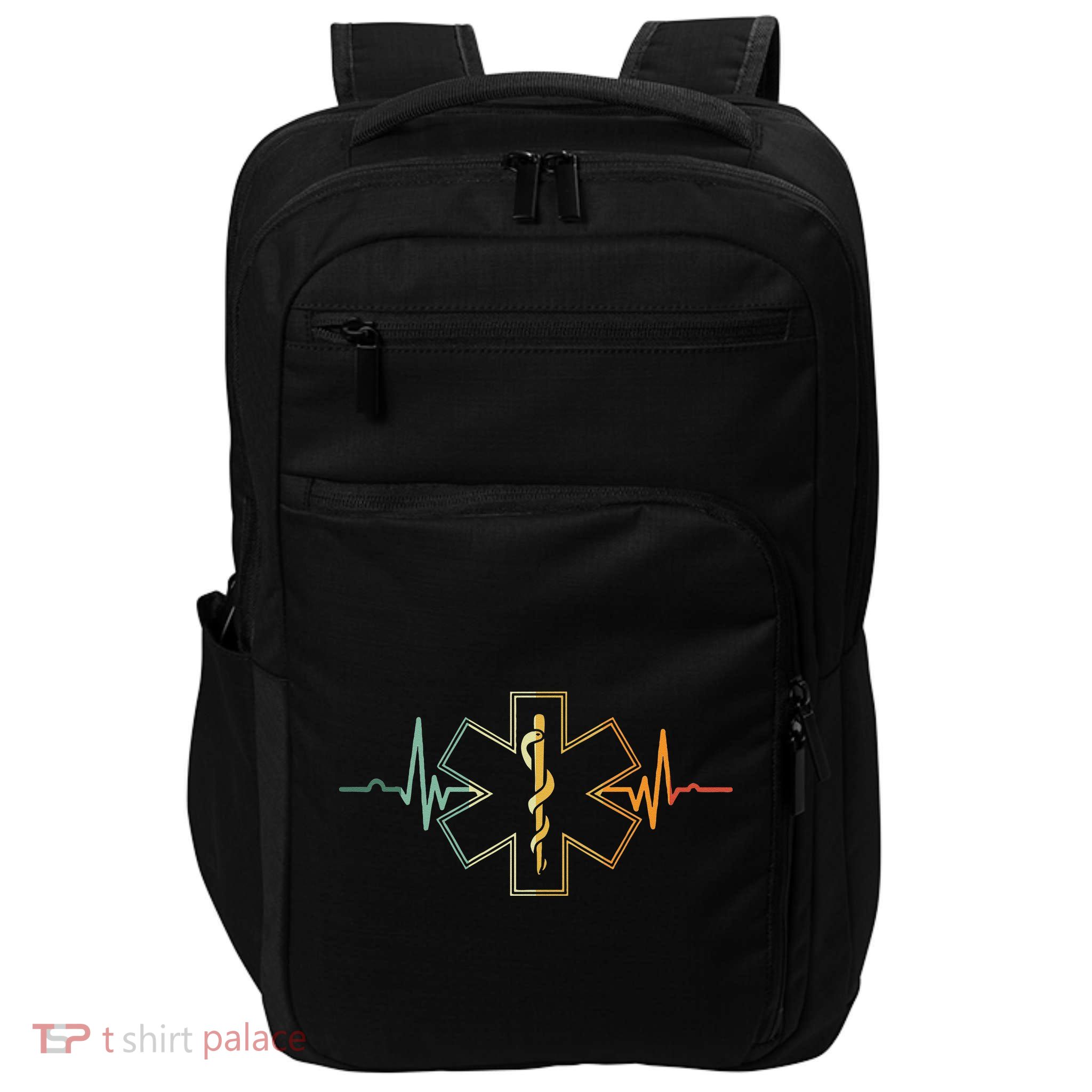 EMT Heartbeat Medical Worker First Responder Health Worker Impact Tech Backpack