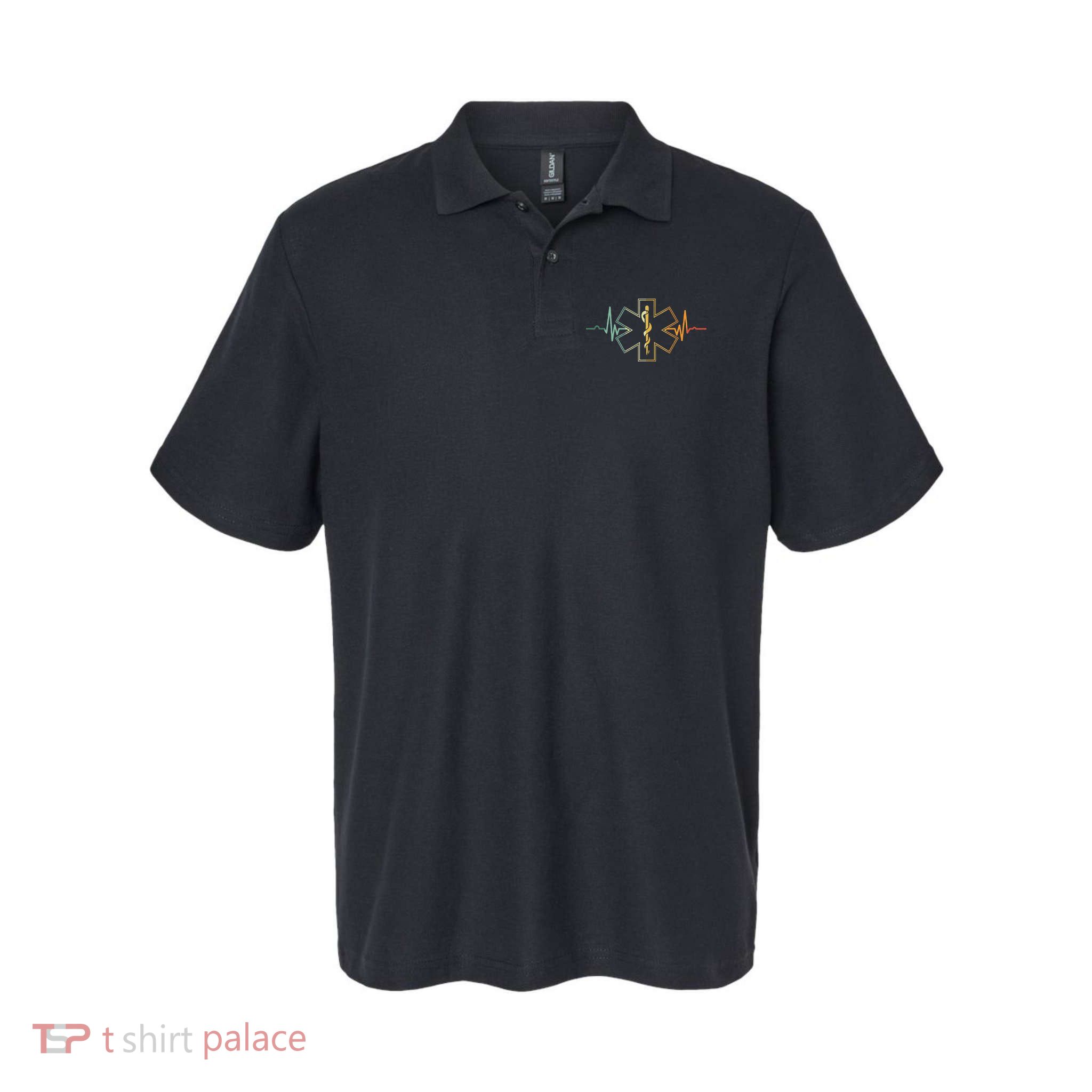 EMT Heartbeat Medical Worker First Responder Health Worker Polo