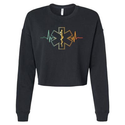 EMT Heartbeat Medical Worker First Responder Health Worker Cropped Pullover Crew