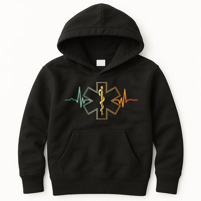 EMT Heartbeat Medical Worker First Responder Health Worker Kids Hoodie