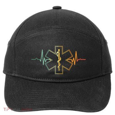 EMT Heartbeat Medical Worker First Responder Health Worker 7-Panel Snapback Hat