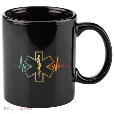 EMT Heartbeat Medical Worker First Responder Health Worker 11oz C Handle Ceramic Mug