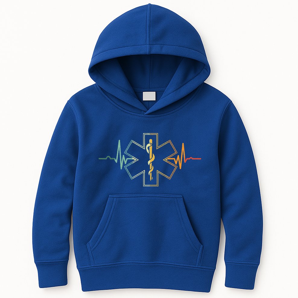 EMT Heartbeat Medical Worker First Responder Health Worker Kids Hoodie