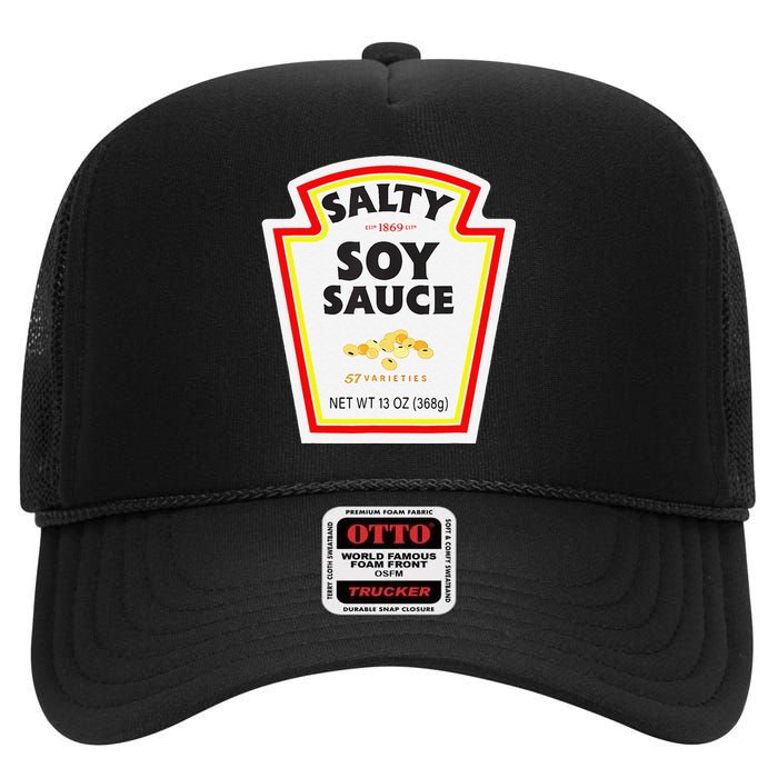 Easy Halloween Matching Costume Salty Soy Sauce Bottle Label High Crown Mesh Back Trucker Hat