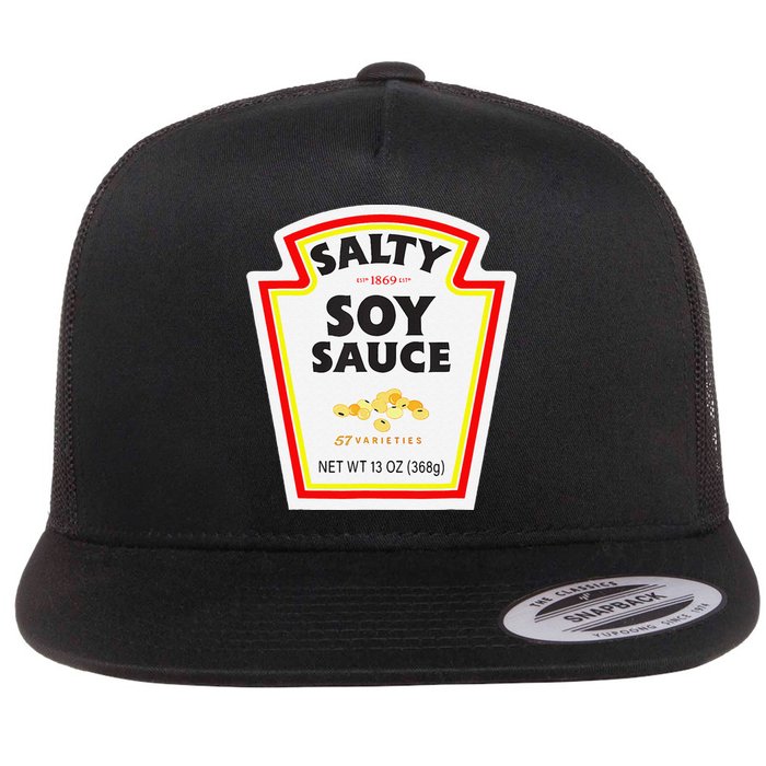 Easy Halloween Matching Costume Salty Soy Sauce Bottle Label Flat Bill Trucker Hat