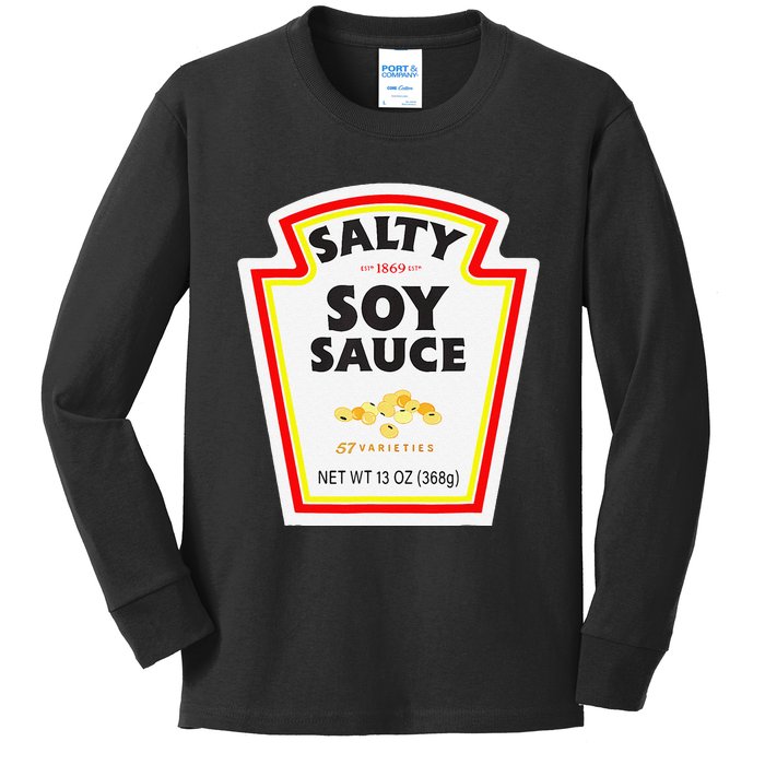 Easy Halloween Matching Costume Salty Soy Sauce Bottle Label Kids Long Sleeve Shirt