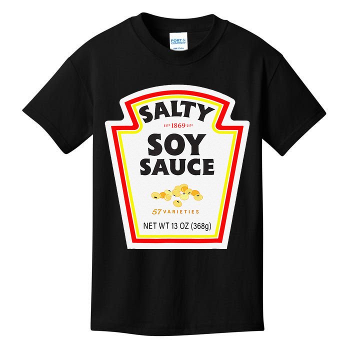 Easy Halloween Matching Costume Salty Soy Sauce Bottle Label Kids T-Shirt