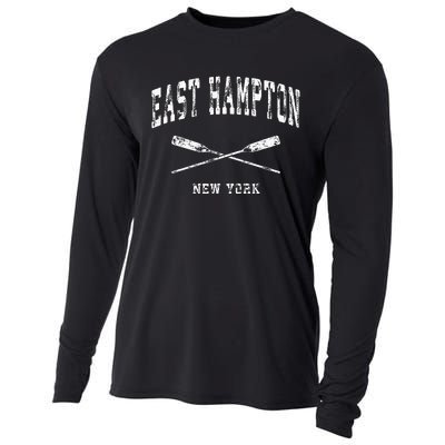 East Hampton New York Vintage Nautical Crossed Oars Cooling Performance Long Sleeve Crew