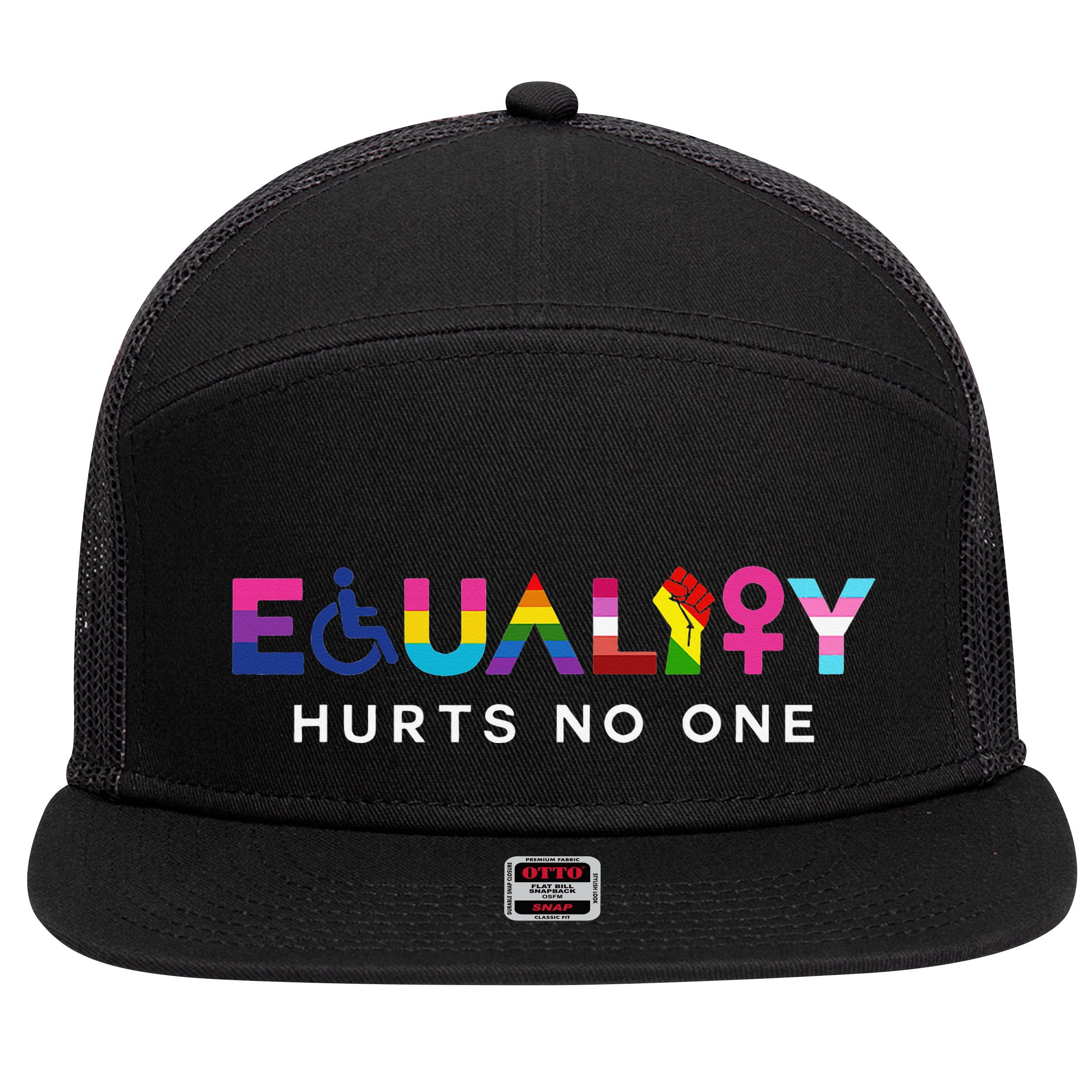 Equality Hurts No One LGBT Black Disabled  Right Kind 7 Panel Mesh Trucker Snapback Hat