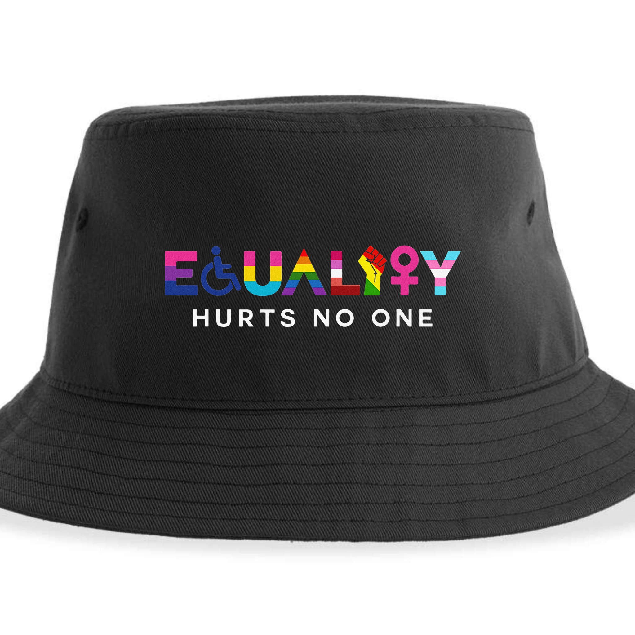Equality Hurts No One LGBT Black Disabled  Right Kind Sustainable Bucket Hat