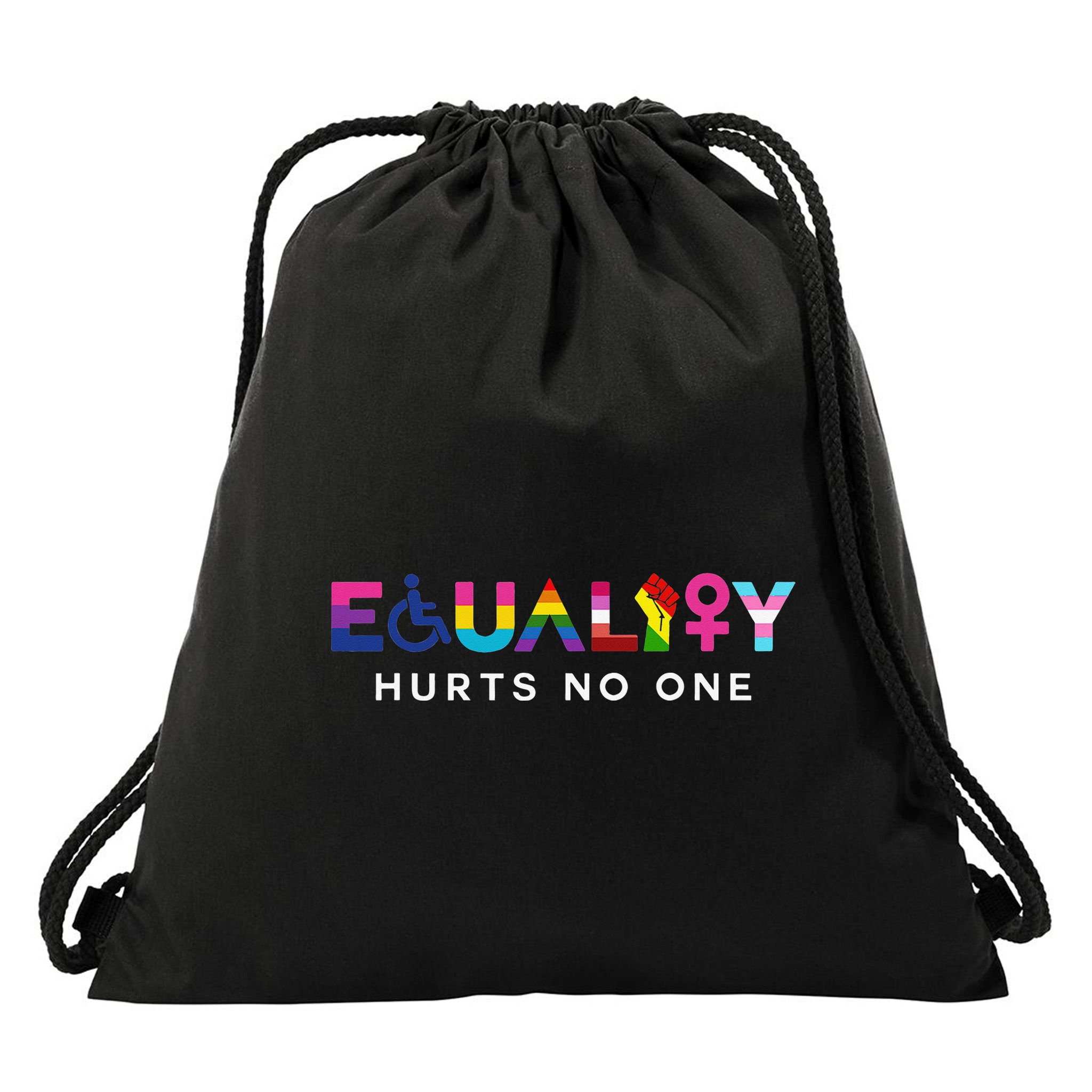 Equality Hurts No One LGBT Black Disabled  Right Kind Drawstring Bag