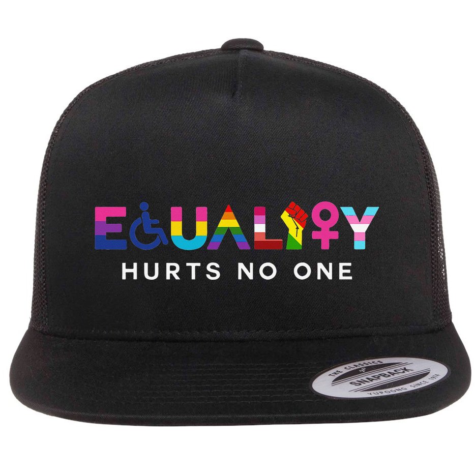 Equality Hurts No One LGBT Black Disabled  Right Kind Flat Bill Trucker Hat