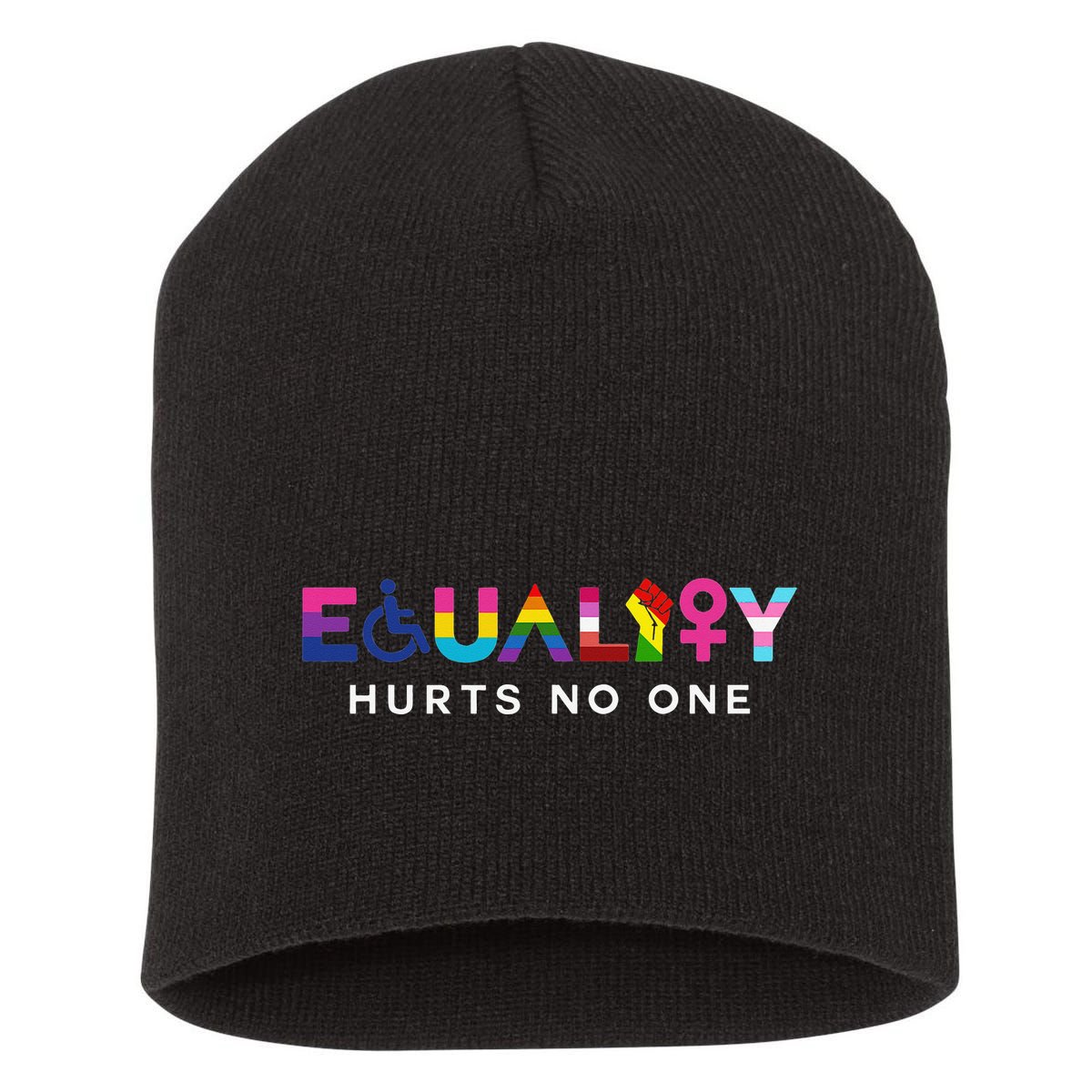 Equality Hurts No One LGBT Black Disabled  Right Kind Short Acrylic Beanie