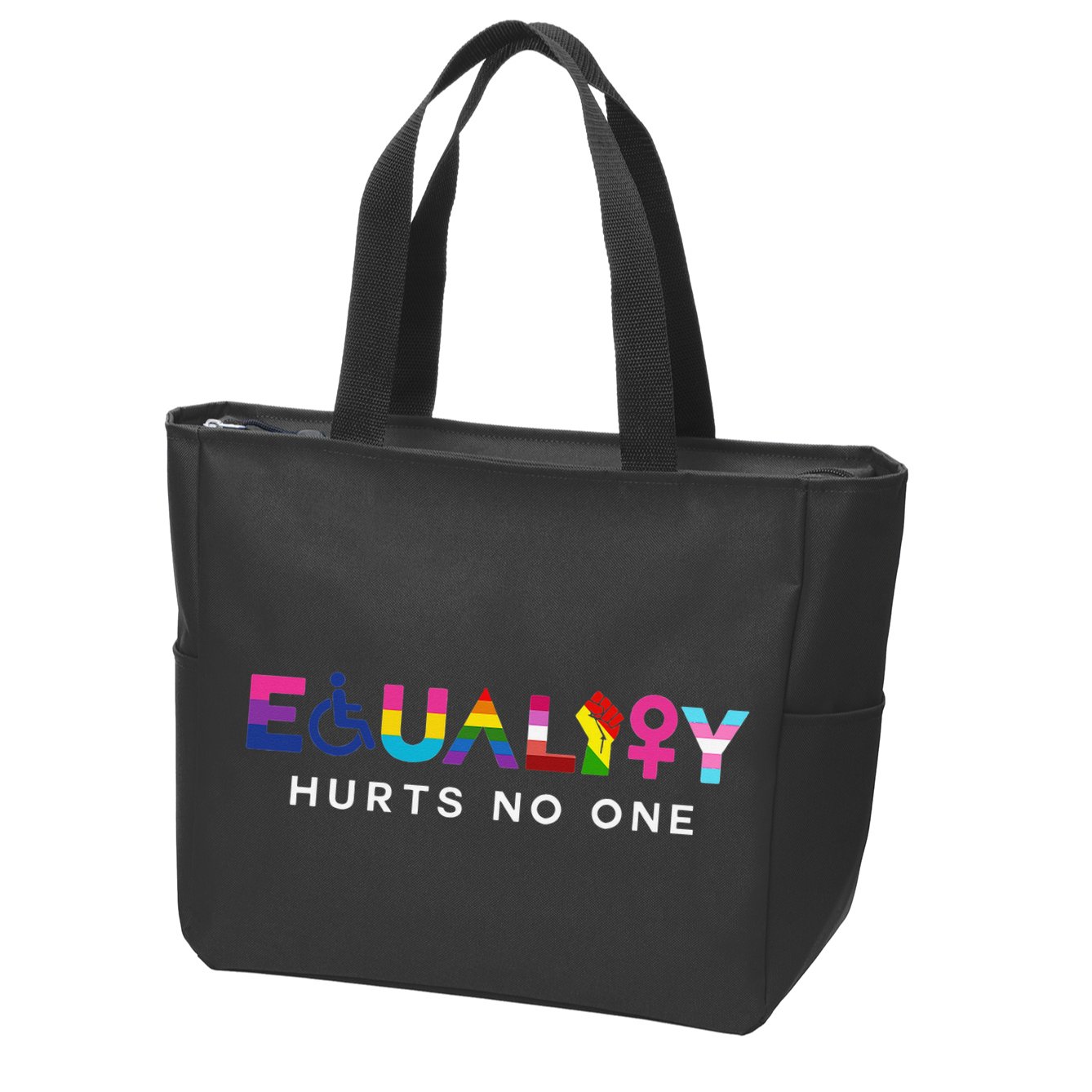 Equality Hurts No One LGBT Black Disabled  Right Kind Zip Tote Bag