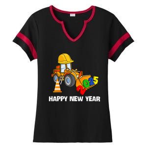 Excavator Happy New Year 2025 Nye Party Ladies Halftime Notch Neck Tee