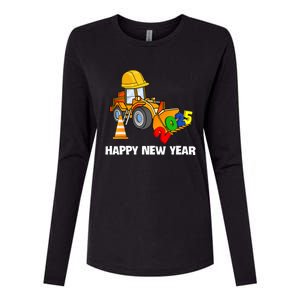 Excavator Happy New Year 2025 Nye Party Womens Cotton Relaxed Long Sleeve T-Shirt