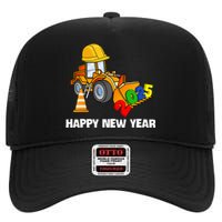 Excavator Happy New Year 2025 Nye Party High Crown Mesh Back Trucker Hat