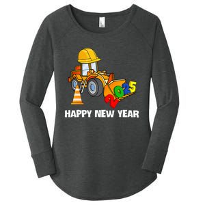 Excavator Happy New Year 2025 Nye Party Women's Perfect Tri Tunic Long Sleeve Shirt