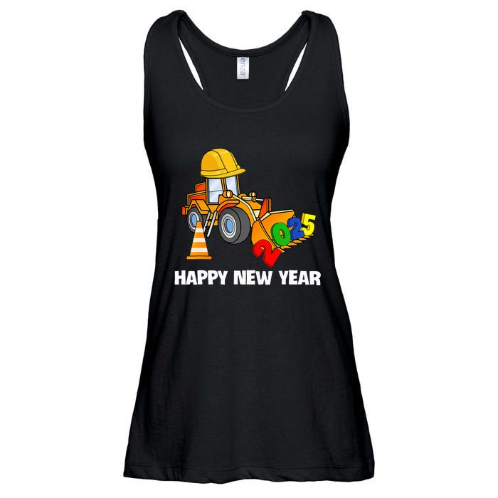 Excavator Happy New Year 2025 Nye Party Ladies Essential Flowy Tank