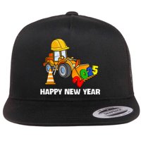 Excavator Happy New Year 2025 Nye Party Flat Bill Trucker Hat