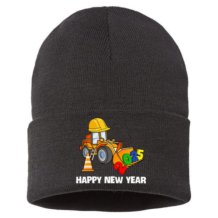 Excavator Happy New Year 2025 Nye Party Sustainable Knit Beanie