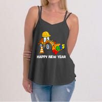 Excavator Happy New Year 2025 Nye Party Women's Strappy Tank