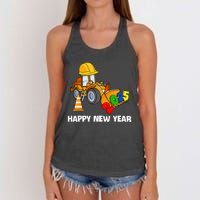 Excavator Happy New Year 2025 Nye Party Women's Knotted Racerback Tank