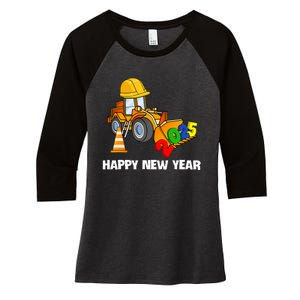 Excavator Happy New Year 2025 Nye Party Women's Tri-Blend 3/4-Sleeve Raglan Shirt