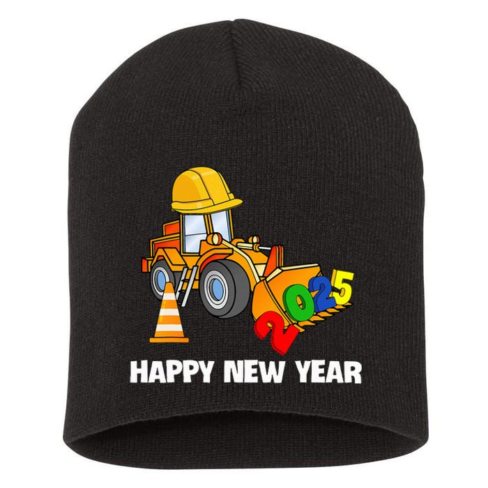 Excavator Happy New Year 2025 Nye Party Short Acrylic Beanie