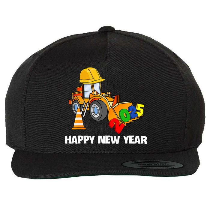 Excavator Happy New Year 2025 Nye Party Wool Snapback Cap