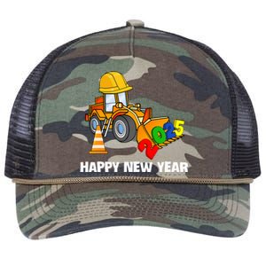 Excavator Happy New Year 2025 Nye Party Retro Rope Trucker Hat Cap