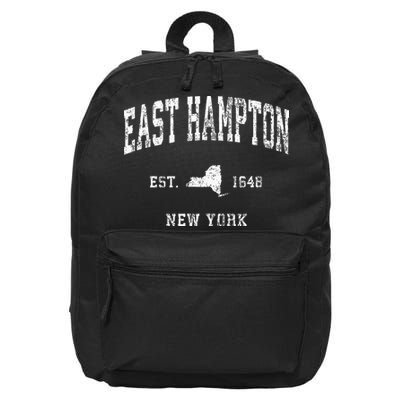 East Hampton New York NY Vintage Athletic Sports Design 16 in Basic Backpack