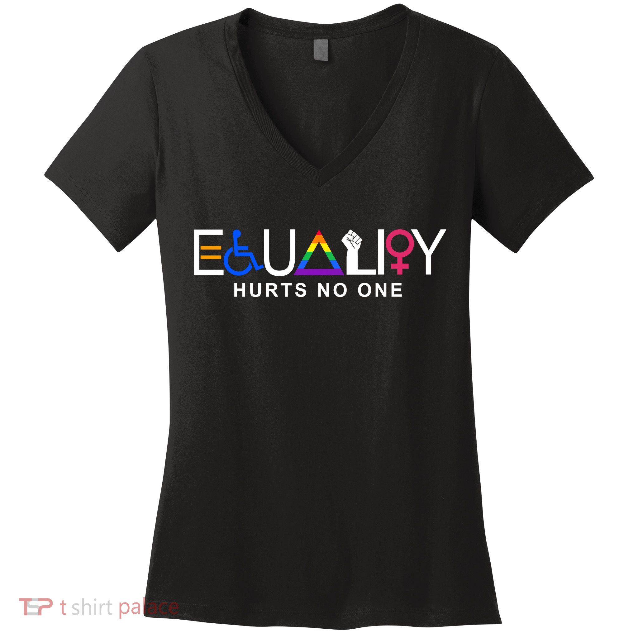Equality Hurts No One LGBT Feminism BLM Women's V-Neck T-Shirt