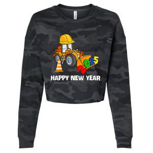 Excavator Happy New Year 2025 Nye Party Cropped Pullover Crew