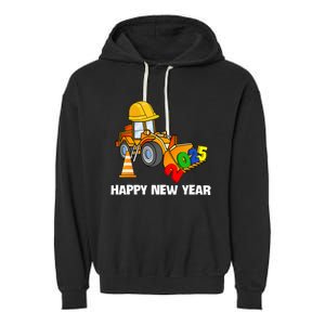 Excavator Happy New Year 2025 Nye Party Garment-Dyed Fleece Hoodie