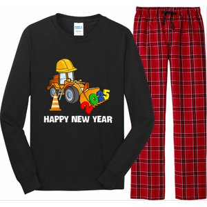 Excavator Happy New Year 2025 Nye Party Long Sleeve Pajama Set