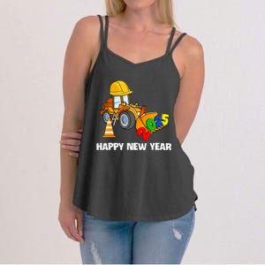 Excavator Happy New Year 2025 Nye Party Women's Strappy Tank