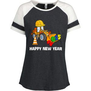 Excavator Happy New Year 2025 Nye Party Enza Ladies Jersey Colorblock Tee