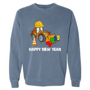 Excavator Happy New Year 2025 Nye Party Garment-Dyed Sweatshirt