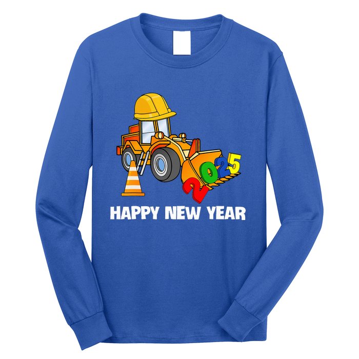 Excavator Happy New Year 2025 Nye Party Long Sleeve Shirt