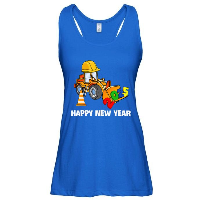 Excavator Happy New Year 2025 Nye Party Ladies Essential Flowy Tank