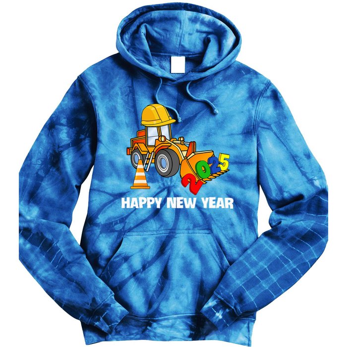 Excavator Happy New Year 2025 Nye Party Tie Dye Hoodie