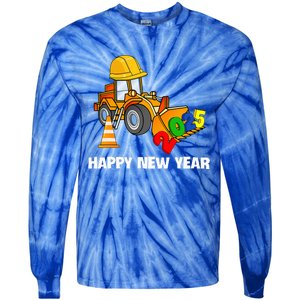 Excavator Happy New Year 2025 Nye Party Tie-Dye Long Sleeve Shirt