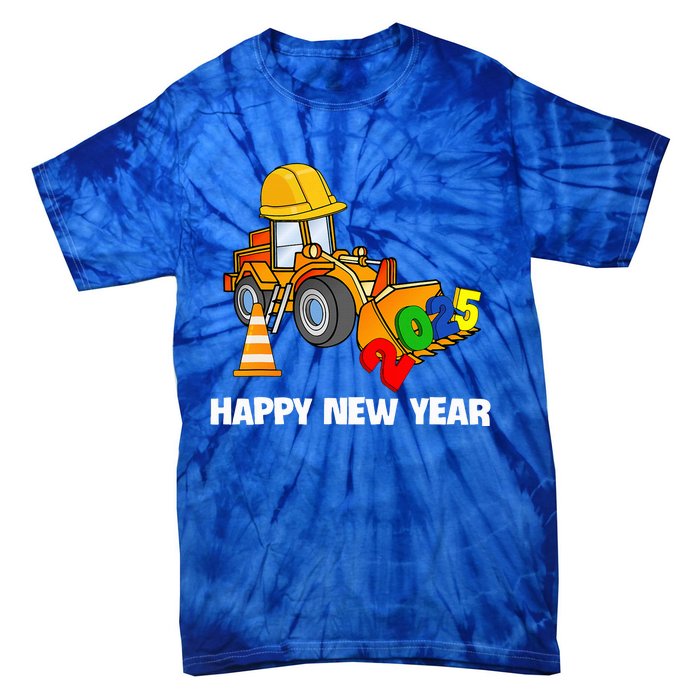 Excavator Happy New Year 2025 Nye Party Tie-Dye T-Shirt