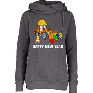 Excavator Happy New Year 2025 Nye Party Womens Funnel Neck Pullover Hood