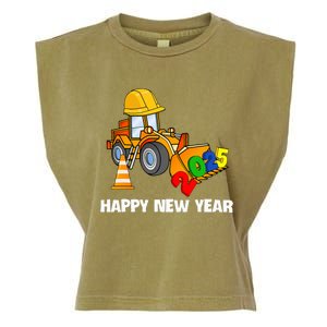 Excavator Happy New Year 2025 Nye Party Garment-Dyed Women's Muscle Tee