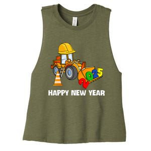 Excavator Happy New Year 2025 Nye Party Women's Racerback Cropped Tank