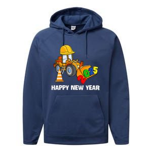 Excavator Happy New Year 2025 Nye Party Performance Fleece Hoodie