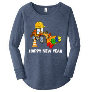 Excavator Happy New Year 2025 Nye Party Women's Perfect Tri Tunic Long Sleeve Shirt