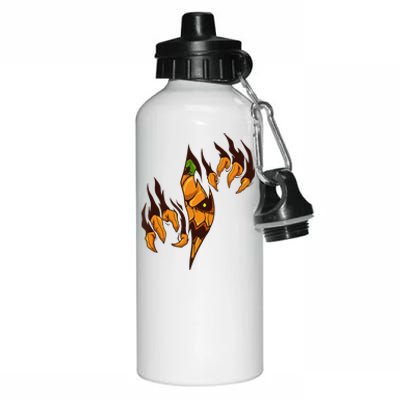 Evil Halloween Pumpkin Jack O Lantern Inside Aluminum Water Bottle 